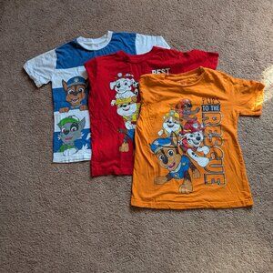 3 Paw Patrol T-shirts size 7/8 Rocky Rubble Chase Marshall